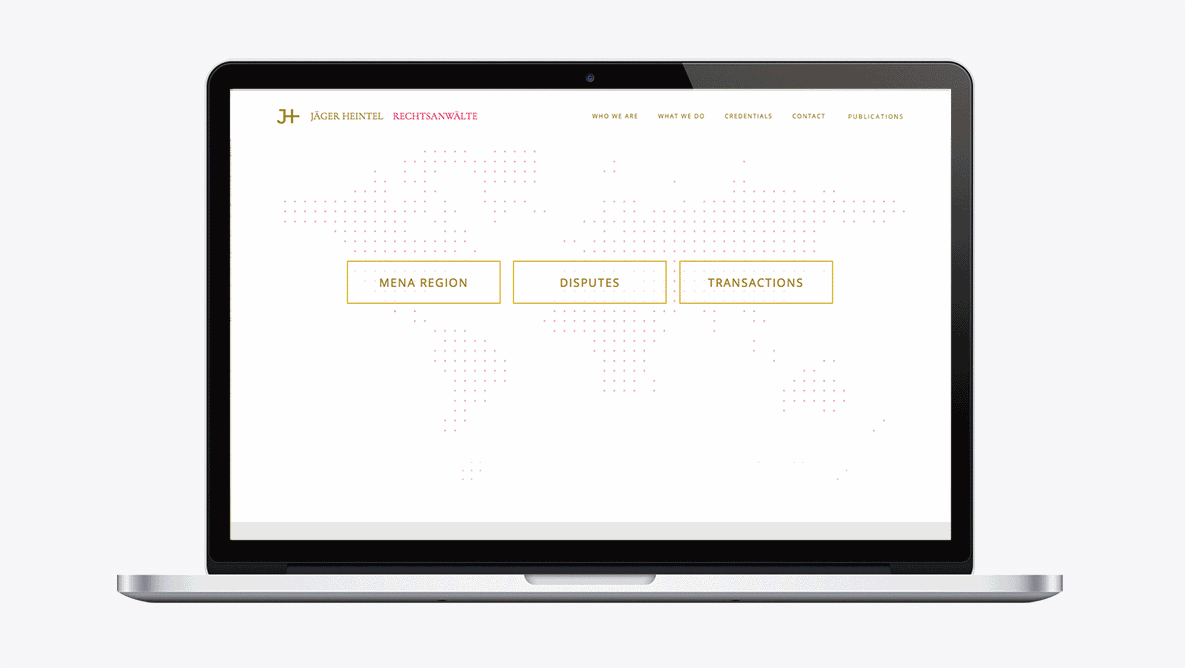 Jäger Heintel Rechtsanwälte, Corporate Design, Branding, Website, Responsive, Onepager, Laptop