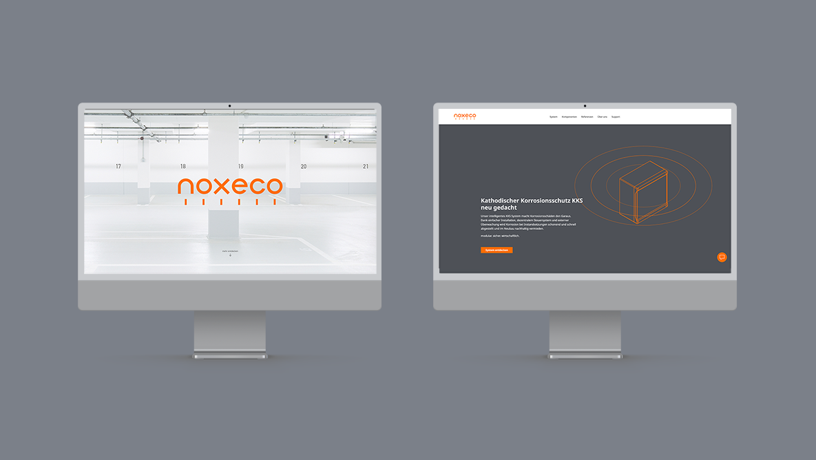 Corporate Design und Branding Referenz Noxeco Website Desktopansicht